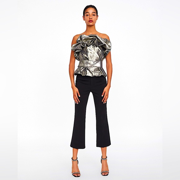 ZARA Metallic Belted Blouse - Picture 4 of 7